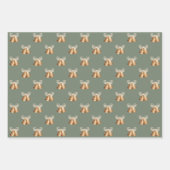 銅鐘と緑の雪の結晶クリスマス ラッピングペーパーシート (正面3)