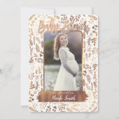 銅青銅ゴールドフォイルモダンベビーシャワー写真 招待状 (正面)