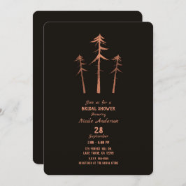 銅青銅背の高い松の木の素朴ブライダルシャワー 招待状