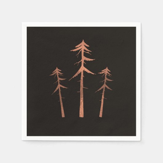 銅青銅製の高い松素朴の結婚木 スタンダードカクテルナプキン (正面)