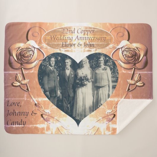 銅22/7周年記念結婚+写真 シェルパブランケット (正面(横))