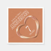 銅7周年記念結婚ハート名ナプキン スタンダードカクテルナプキン (正面)