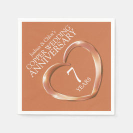 銅7周年記念結婚ハート名ナプキン スタンダードカクテルナプキン