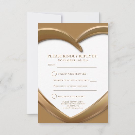 銅8周年記念結婚ハート返信カード 出欠カード (裏面)