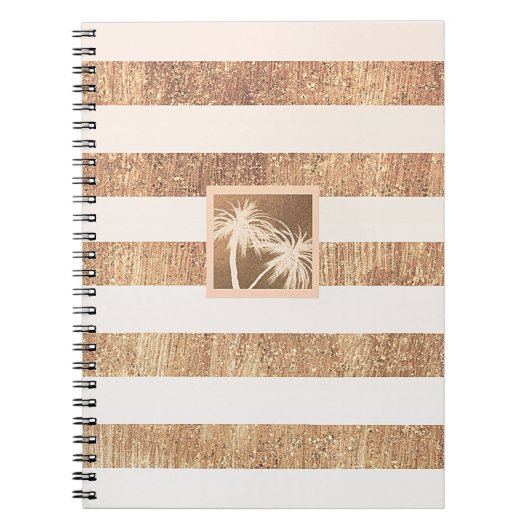 銅&クリームトロピカルパームツリーズシモダンック ノートブック (正面)