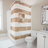 銅&クリームトロピカルパームツリーズスパークルシック シャワーカーテン (インサイチュ)