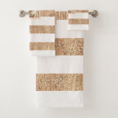 銅&クリームトロピカルパームツリーズスパークルシック バスタオルセット (インサイチュ)