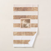 銅&クリームトロピカルパームツリーズスパークルシック バスタオルセット (ハンドタオル)