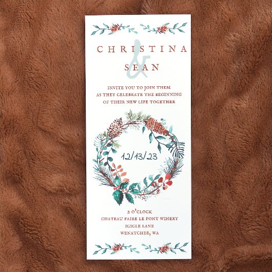 銅、グリーンパイン針リース結婚ズ 招待状