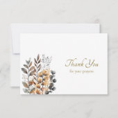 銅、ダークブルーのボホ花オーソドックス葬儀 サンキューカード (正面)