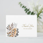 銅、ダークブルーのボホ花オーソドックス葬儀 サンキューカード (スタンド正面)