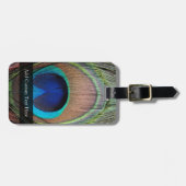 銅/ティール(緑がかった色)/青ピーコックフェザー ラゲッジタグ (正面横)