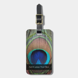 銅/ティール（緑がかった色）/青ピーコックフェザー ラゲッジタグ
