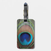 銅/ティール(緑がかった色)/青ピーコックフェザー ラゲッジタグ (裏面縦)
