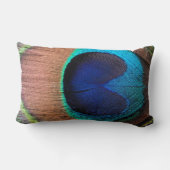 銅/ティール(緑がかった色)/青ピーコックフェザー ランバークッション (裏面)