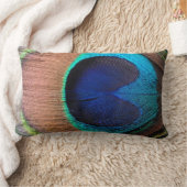 銅/ティール(緑がかった色)/青ピーコックフェザー ランバークッション (ブランケット)