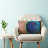 銅/ティール(緑がかった色)/青ピーコックフェザー ランバークッション (椅子)