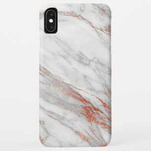 銅 フェミニンなローズゴールドと白のモノグラム iPhone XS MAXケース