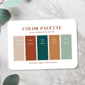 銅、ベージュ、および暗いティール（緑がかった色）の結婚カラーパレット エンクロージャーカード