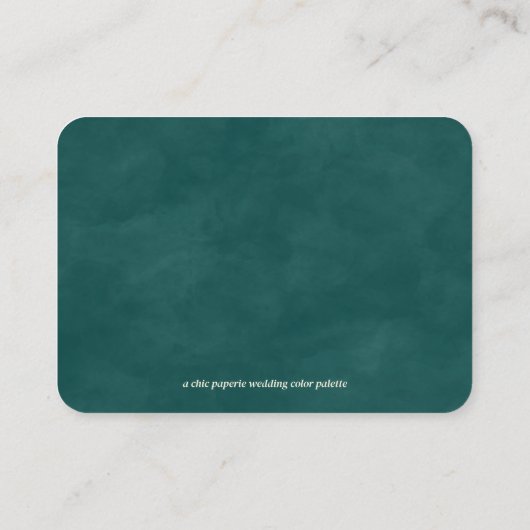 銅、ベージュ、および暗いティール（緑がかった色）の結婚カラーパレット エンクロージャーカード (裏面)