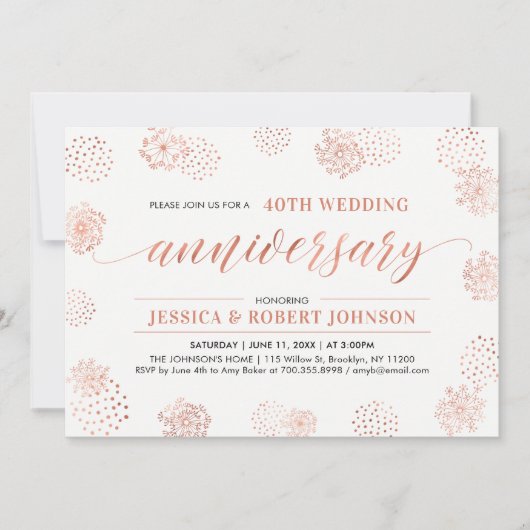 銅 |モダンフローラ40結婚周年記念 招待状 (正面)