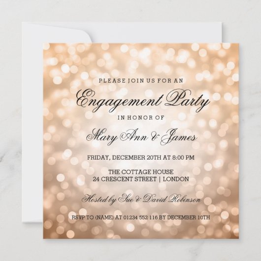 銅《写真》ぼけ味ライトエレガント婚約パーティ 招待状 (正面)