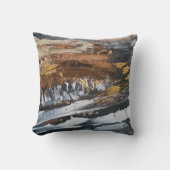 銅、灰色、金ゴールド、白い抽象美術の枕 クッション (正面)