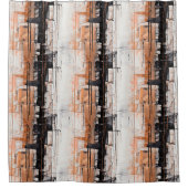 銅、白黒抽象芸術滴下絵を描 シャワーカーテン (正面)