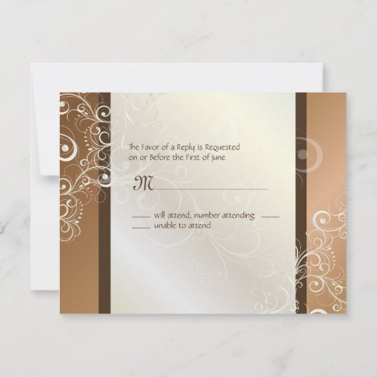 銅/真珠旋回RSVPには5x7招待状が必要 出欠カード (裏面)