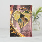 銅/真鍮サテン&グラフィックフラワー婚約 招待状 (スタンド正面)