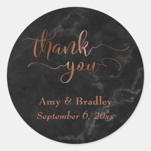 銅Black Marbleの上にスクリプトありがとう ラウンドシール