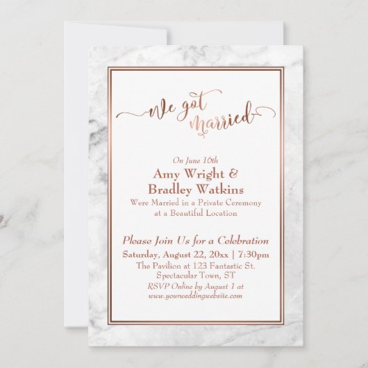 銅We白得大理石結婚したお祝い 招待状 (正面)