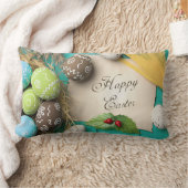 銘のついた復活祭の枕。 ランバークッション (ブランケット)