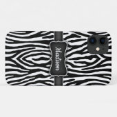 銘板のある白黒ゼブラストライプ Case-Mate iPhoneケース (裏面(横))