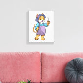 鋏で使う理容師としての猫 キャンバスプリント (インサイチュ (リビング))