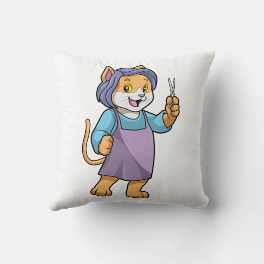 鋏で使う理容師としての猫 クッション (裏面)