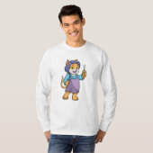 鋏で使う理容師としての猫 Tシャツ (正面フル)