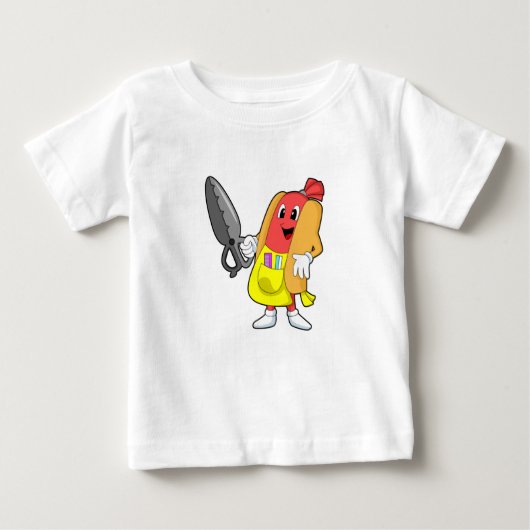 鋏で理容師になるホットドッグ ベビーTシャツ (正面)