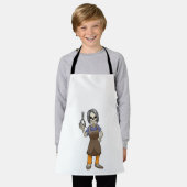 鋏で理容師の骸骨 エプロン (着用した状態)