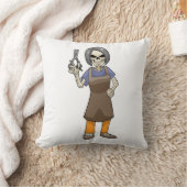 鋏で理容師の骸骨 クッション (ブランケット)