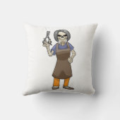 鋏で理容師の骸骨 クッション (裏面)