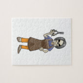 鋏で理容師の骸骨 ジグソーパズル (横)