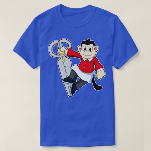 鋏で理容師をするサル Tシャツ (デザイン正面)