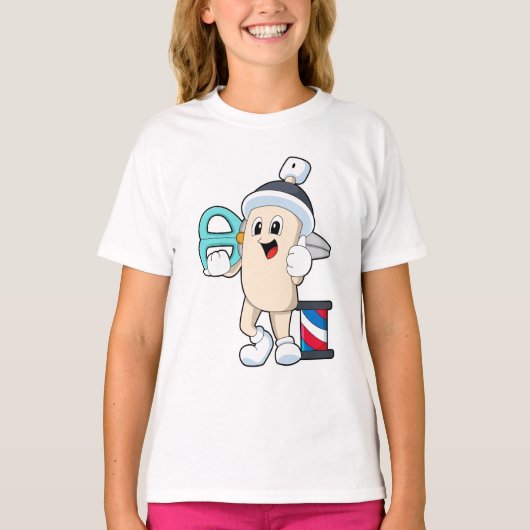 鋏で美容師に使う散髪 Tシャツ (正面)
