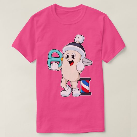鋏で美容師に使う散髪 Tシャツ (デザイン正面)