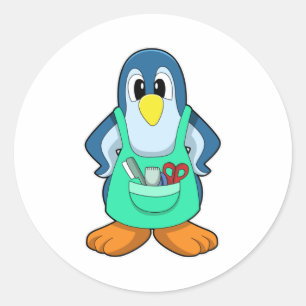 鋏とカミソリで美容師としてのペンギン ラウンドシール