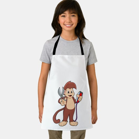 鋏と剃刀で美容師として猿 エプロン (インサイチュ)