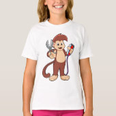 鋏と剃刀で美容師として猿 Tシャツ (正面)