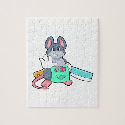 鋏と櫛で美容師としてマウス ジグソーパズル (縦)
