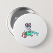 鋏と櫛で美容師としてマウス 缶バッジ (正面&裏面)